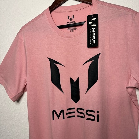 Messi authentic logo soccer player pink Tshirt size L NWT - Picture 3 of 9